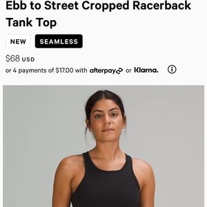 Lululemon women’s ebb to street crop tank top size 4